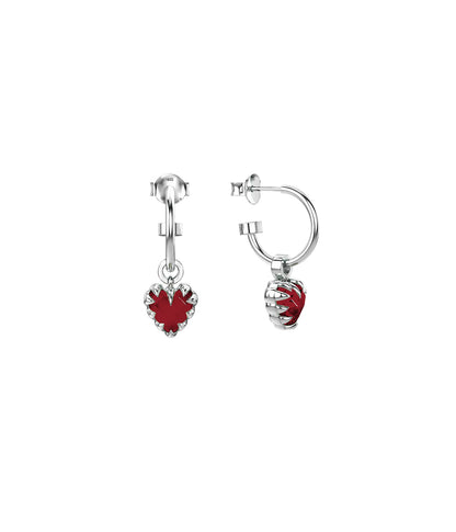 Stolen Girlfriends Club Love Claw Earrings Red Garnet Anchor Silver