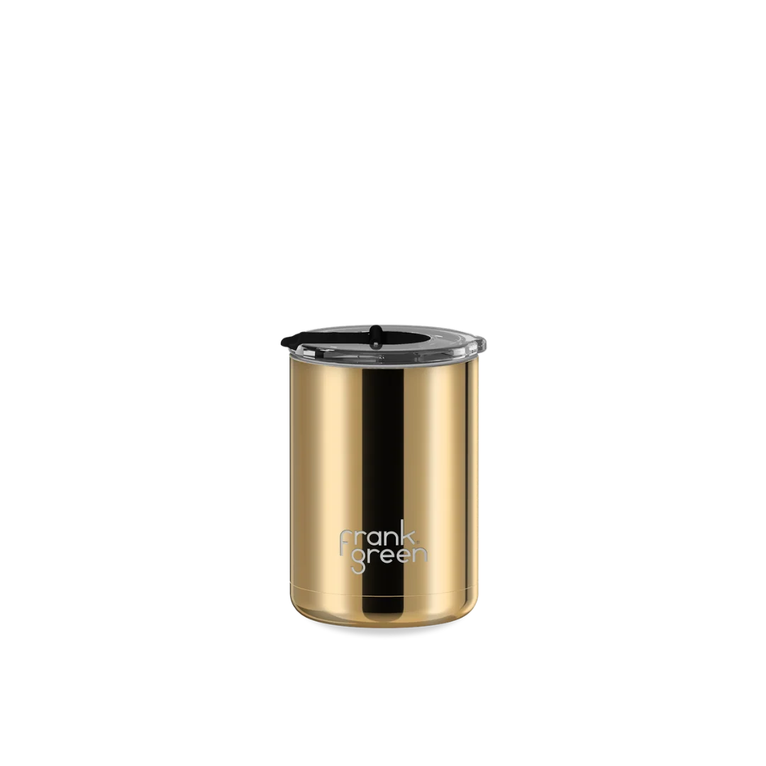 Frank Green 12oz Ceramic Coffee Cup with Hinged Screw Lid Chrome