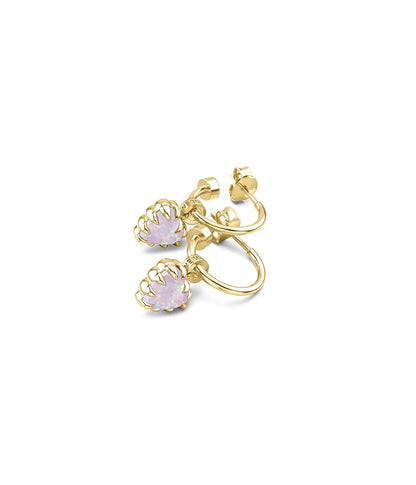 Stolen Girlfriend Love Claw Anchor Earrings Gold Plated Pink Bello Opal