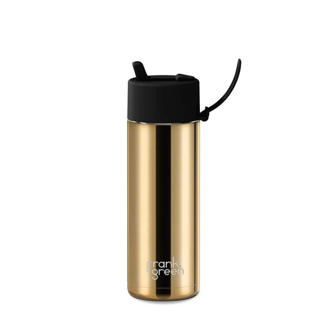 Frank Green 20oz SSC Reusable Bottle Shadow Chrome with Flip Straw Lid
