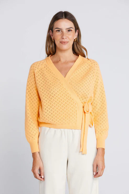 Thing Thing Wrapt Cardigan - Peach Pointelle