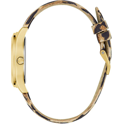 Guess Glitz Leopard Gold Tone Analog Watch