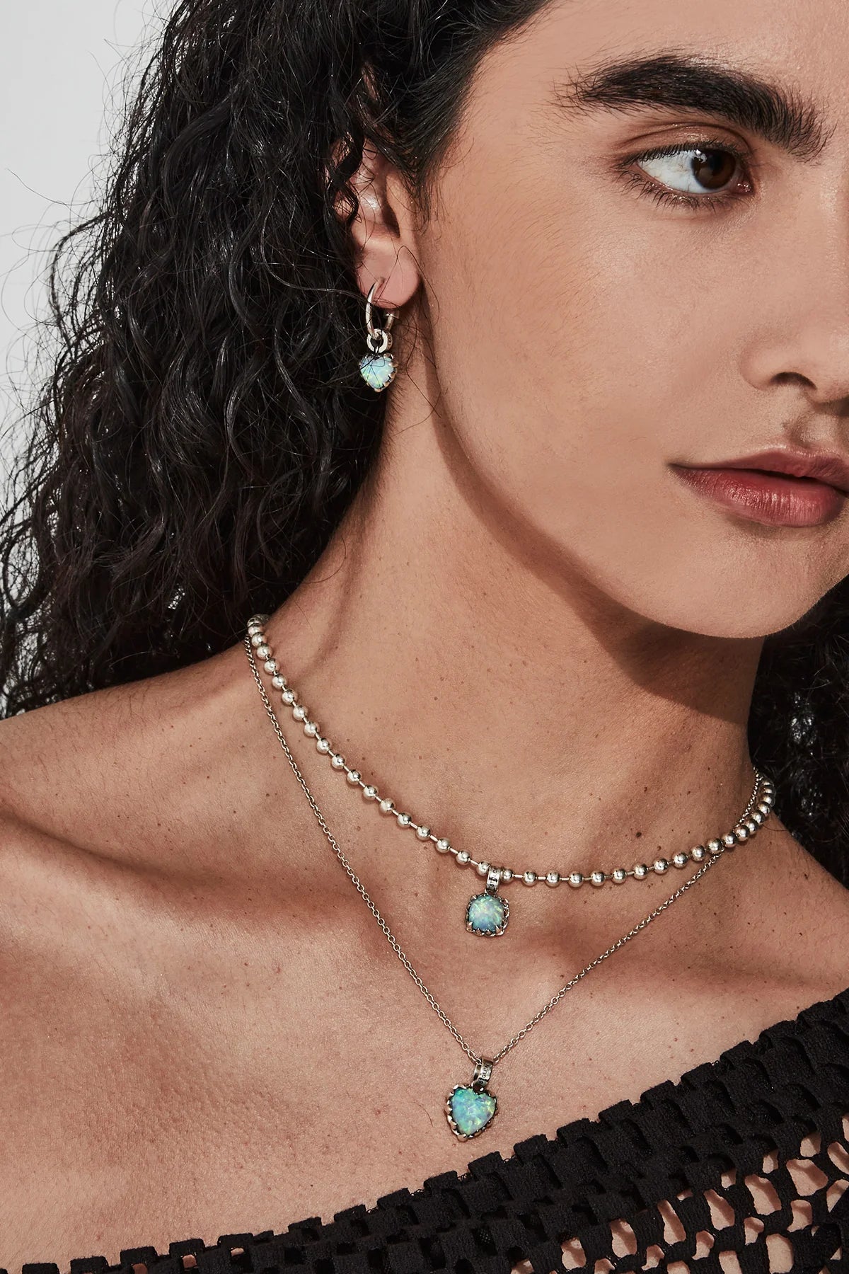 Stolen Girlfriends Club Love Anchor Earring Opal/Silver
