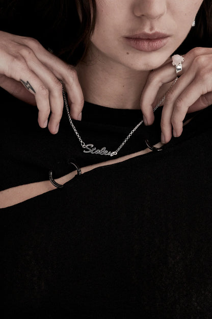 Stolen Girlfriends Club Script Necklace Silver