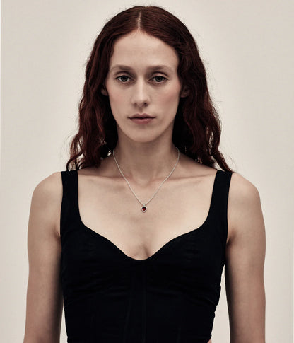 Stolen Girlfriends Club Mini Love Claw Necklace Red Garnet Silver