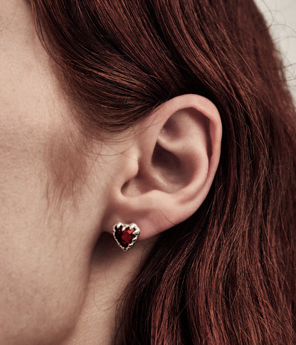 Stolen Girlfriends Club Love Claw Earrings Silver Red Garnet
