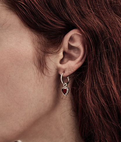 Stolen Girlfriends Club Love Claw Earrings Red Garnet Anchor Silver