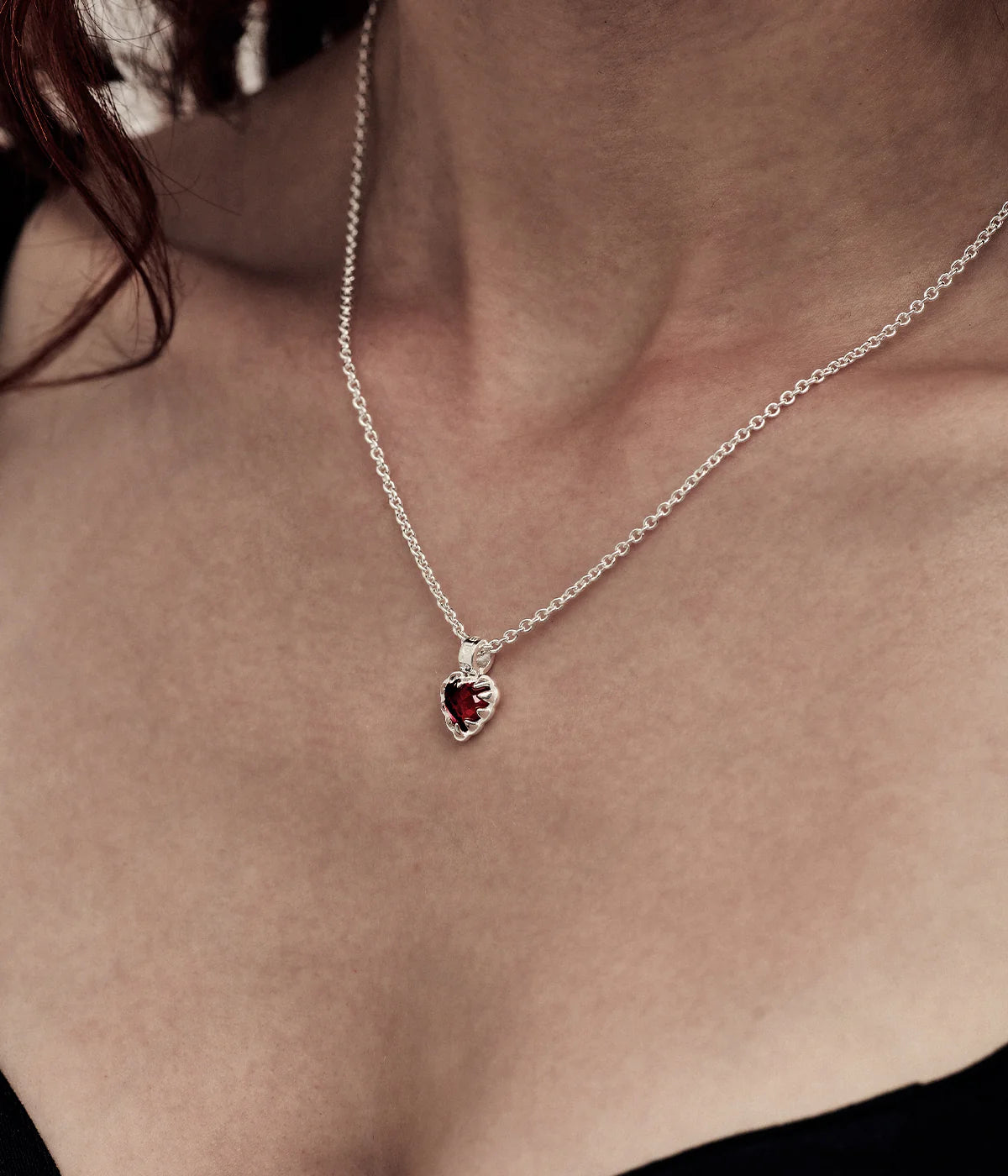 Stolen Girlfriends Club Mini Love Claw Necklace Red Garnet Silver