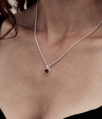 Stolen Girlfriends Club Mini Love Claw Necklace Red Garnet Silver