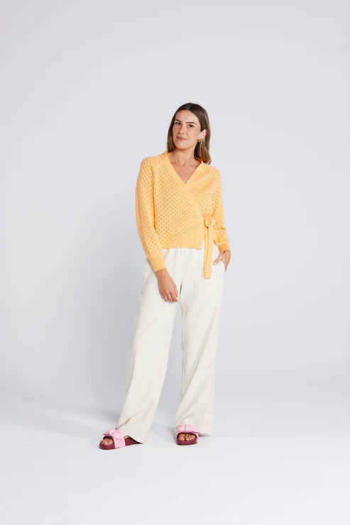 Thing Thing Wrapt Cardigan - Peach Pointelle