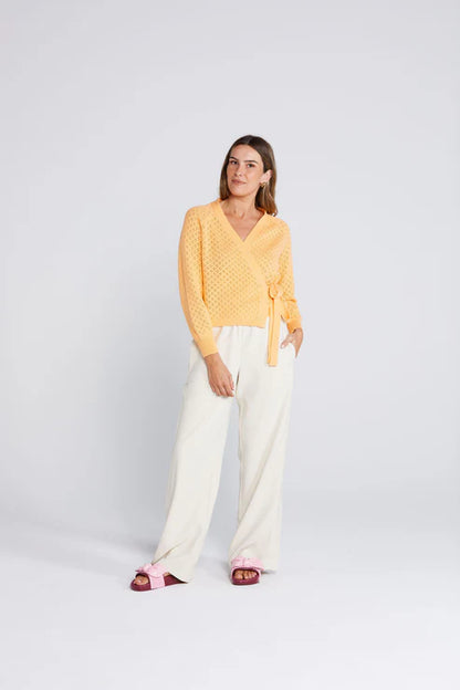Thing Thing Wrapt Cardigan - Peach Pointelle