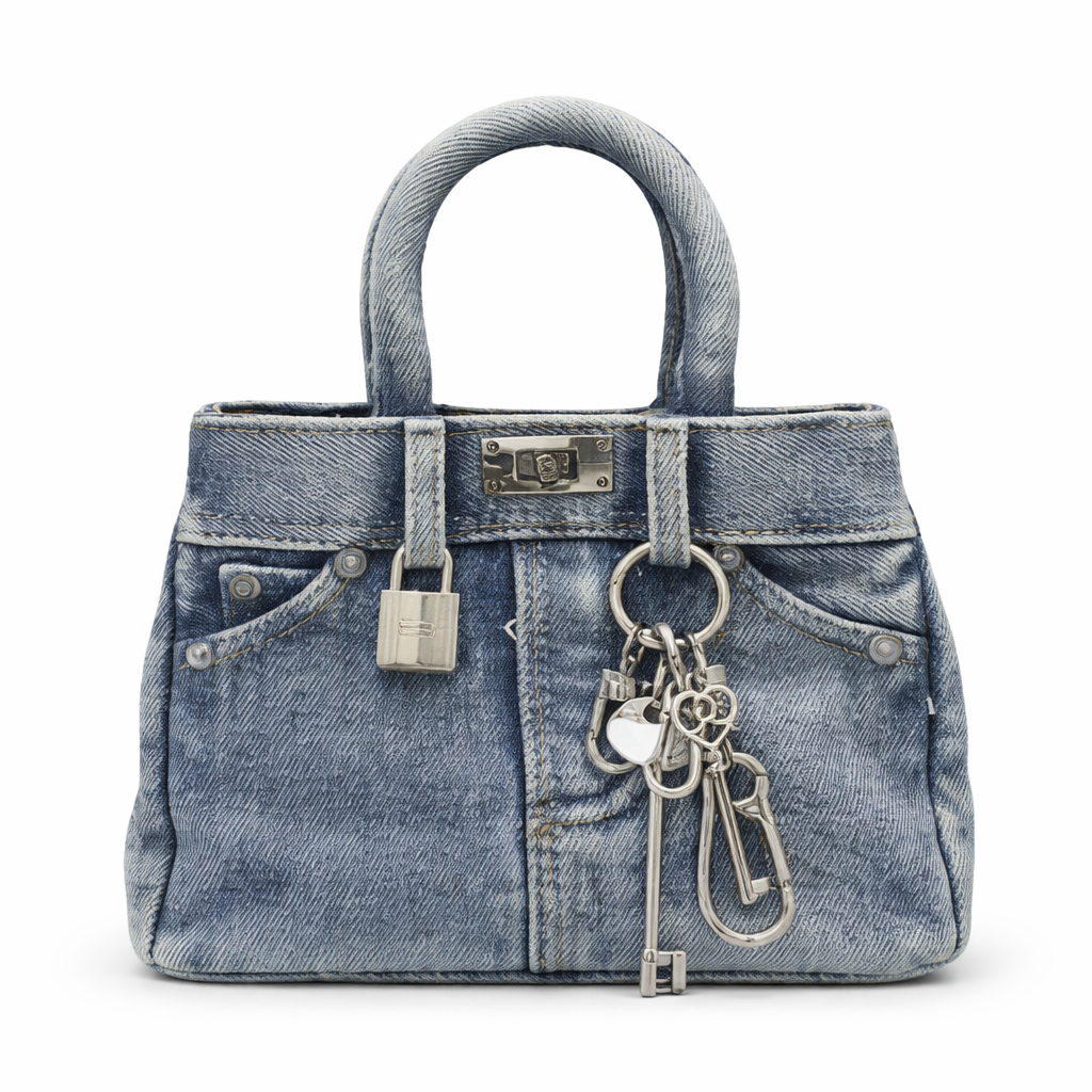 Me The Label Keyed Up Mini Denim Bag