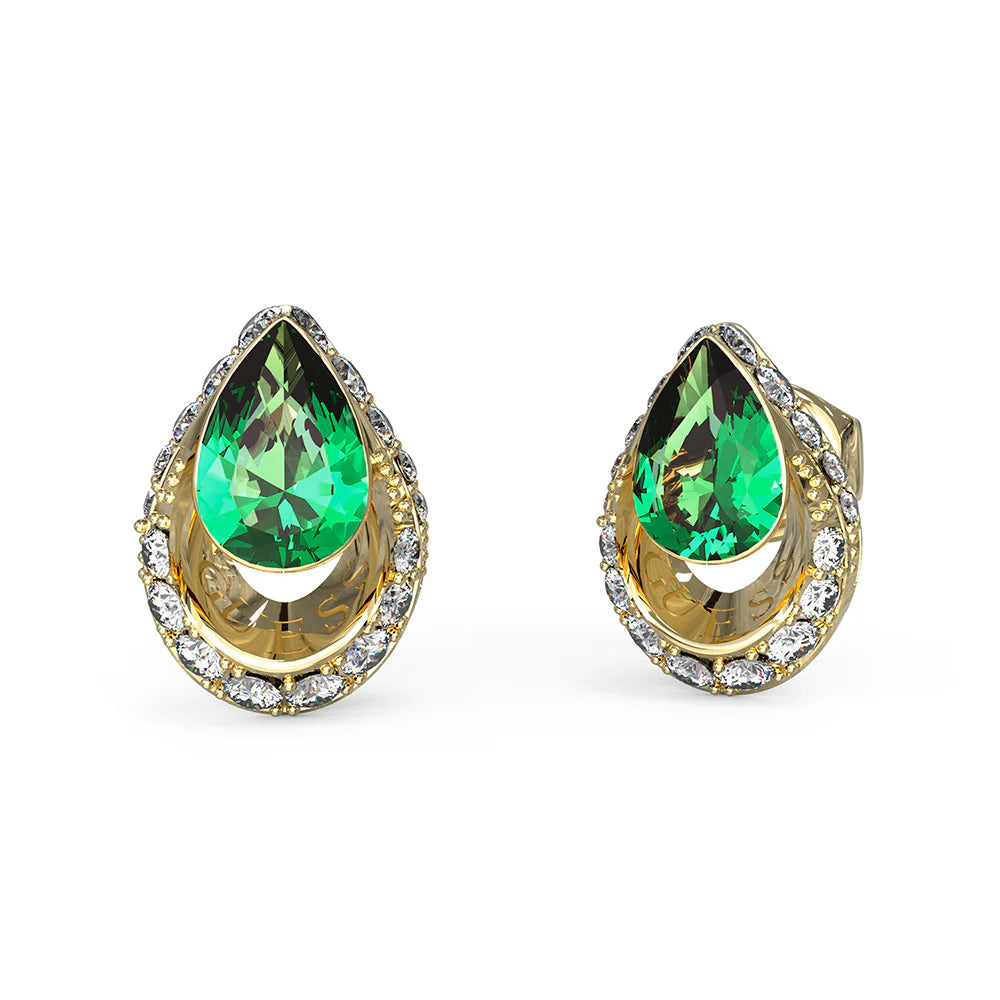 Guess 11mm Emerald Crystal Drop Stud Earrings
