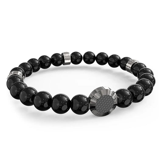 Guess Men's Jewellery Stainless Steel Carbon Fiber Beaded Bracelet