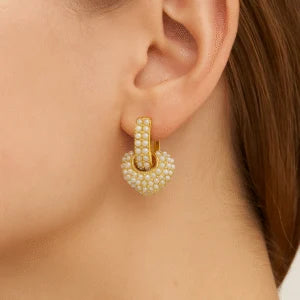 Me The Label Peggy Heart Pearl Hoop Earrings
