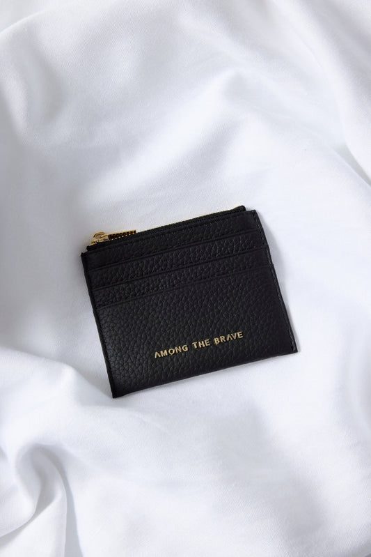 Among The Brave Small Black Leather Card Holder