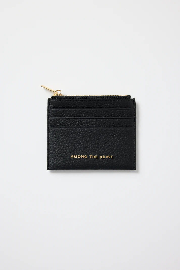 Among The Brave Small Black Leather Card Holder