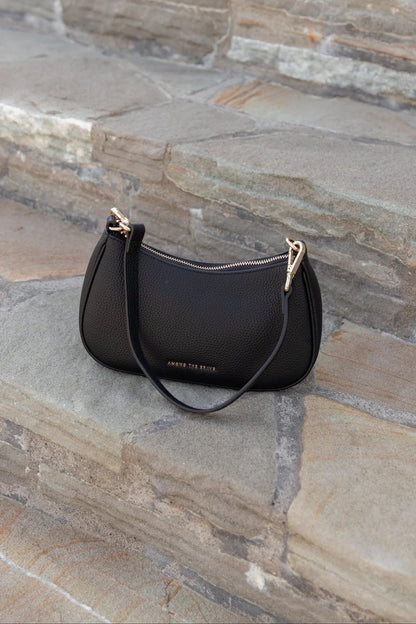 Among The Brave Adore Black Leather Double Strap Small Shoulder Bag