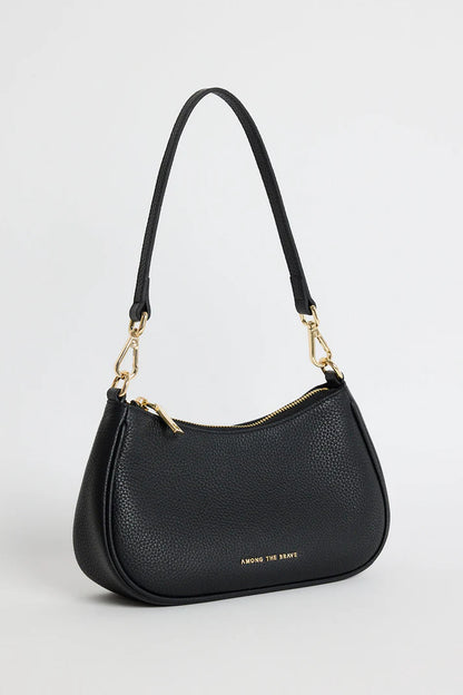 Among The Brave Adore Black Leather Double Strap Small Shoulder Bag