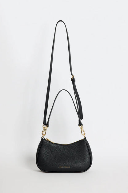 Among The Brave Adore Black Leather Double Strap Small Shoulder Bag