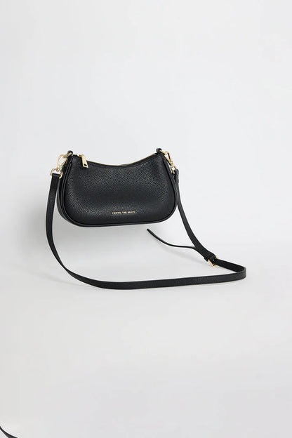Among The Brave Adore Black Leather Double Strap Small Shoulder Bag