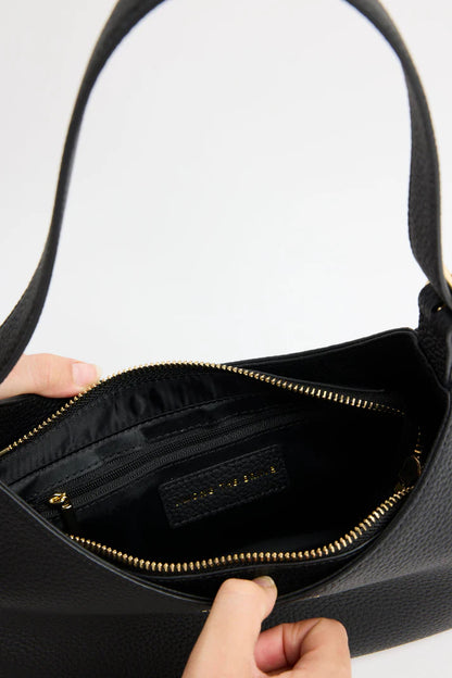 Among The Brave Adore Black Leather Double Strap Small Shoulder Bag