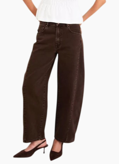 Among The Brave Varsity Chocolate Forward Seam Barrel Jeans