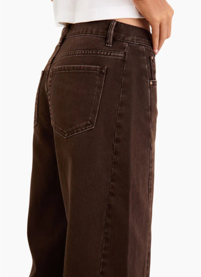 Among The Brave Varsity Chocolate Forward Seam Barrel Jeans