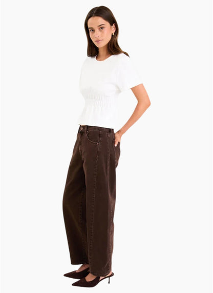 Among The Brave Varsity Chocolate Forward Seam Barrel Jeans