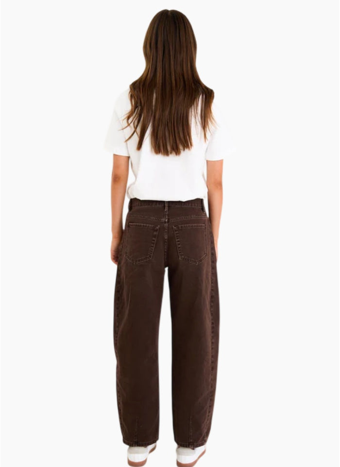 Among The Brave Varsity Chocolate Forward Seam Barrel Jeans