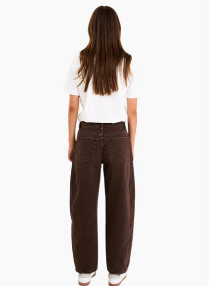 Among The Brave Varsity Chocolate Forward Seam Barrel Jeans
