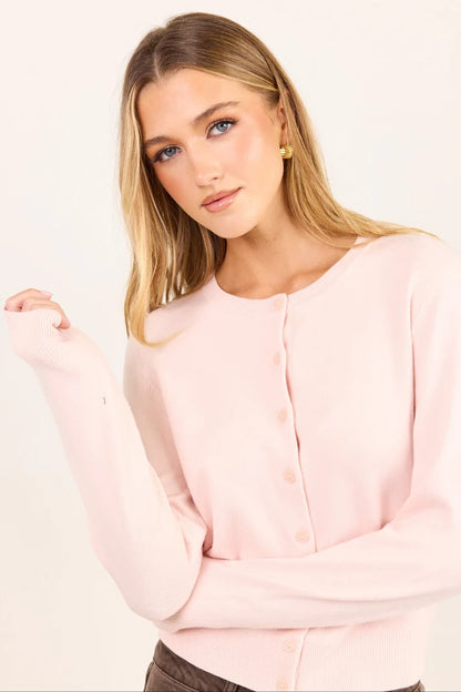 Stories Be Told Autograph Blush Soft Fine Gauge Crewneck Cardigan