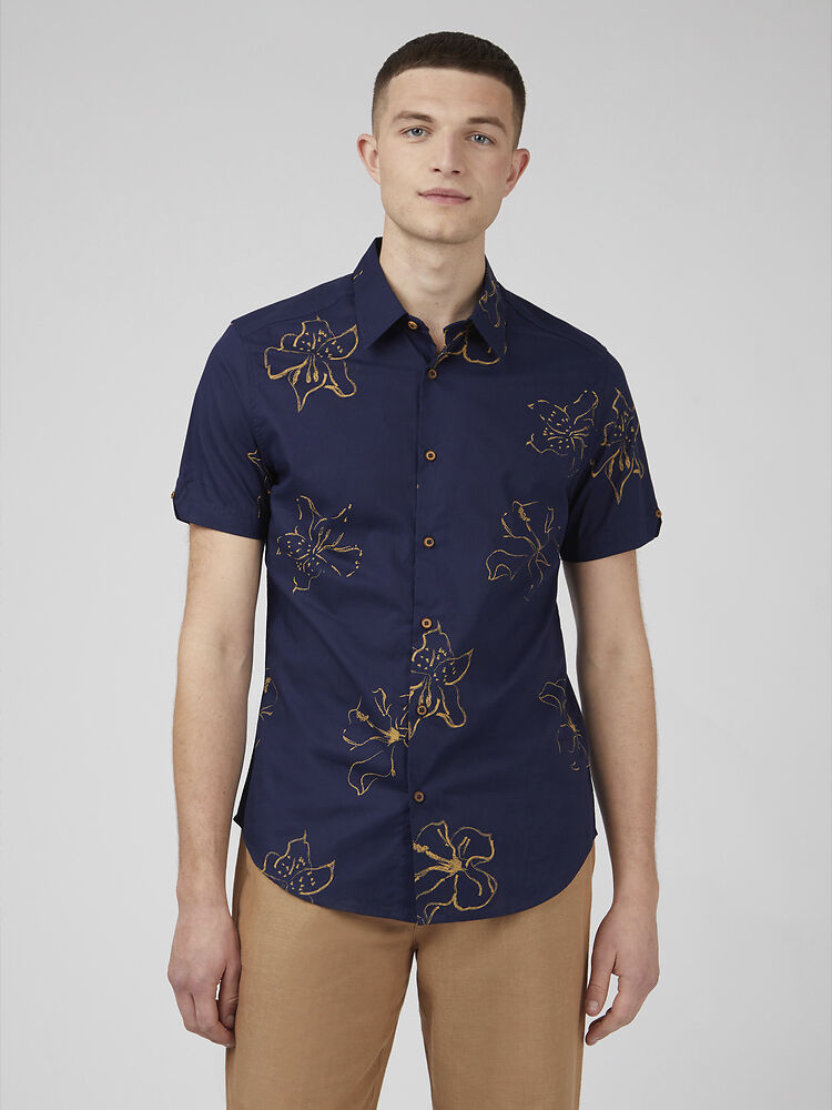 Ben Sherman Linear Floral Print Shirt