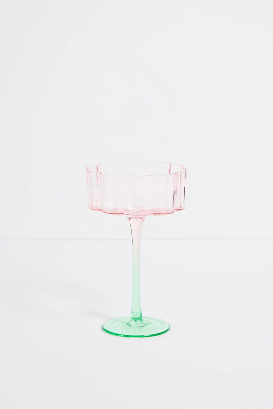 Willow & Mae Cocktail Glasses Bloom Wavy Pink Green