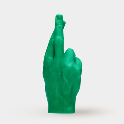 Little Global Crossed Fingers Candle Hand