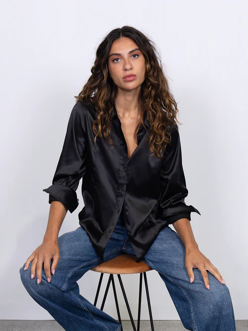 Scotch & Soda Satin Shirt Black