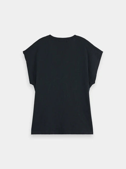 Scotch & Soda V Neck Slub Tee Shirt in Black or White