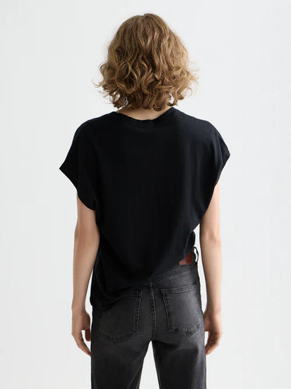 Scotch & Soda V Neck Slub Tee Shirt in Black or White