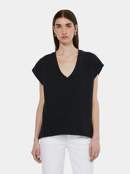 Scotch & Soda V Neck Slub Tee Shirt in Black or White