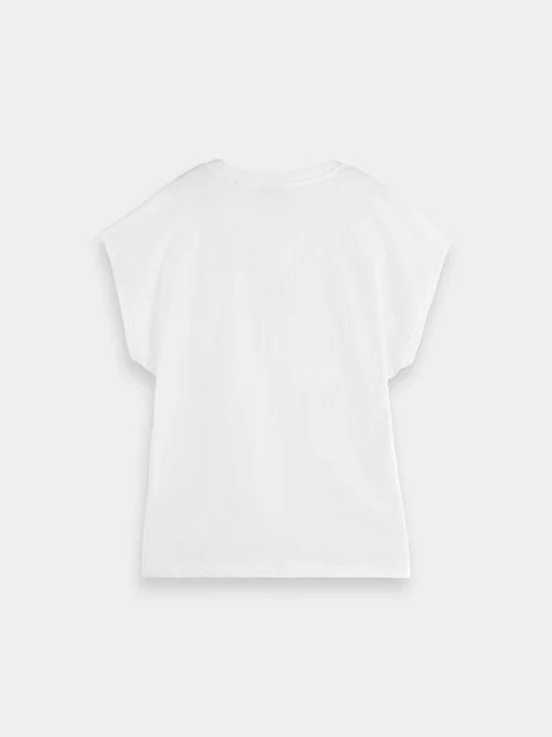 Scotch & Soda V Neck Slub Tee Shirt in Black or White