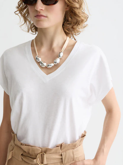 Scotch & Soda V Neck Slub Tee Shirt in Black or White