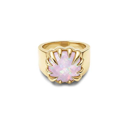 Stolen Girlfriends Club Claw Ring 18k Gold Plated Pink Bello Opal