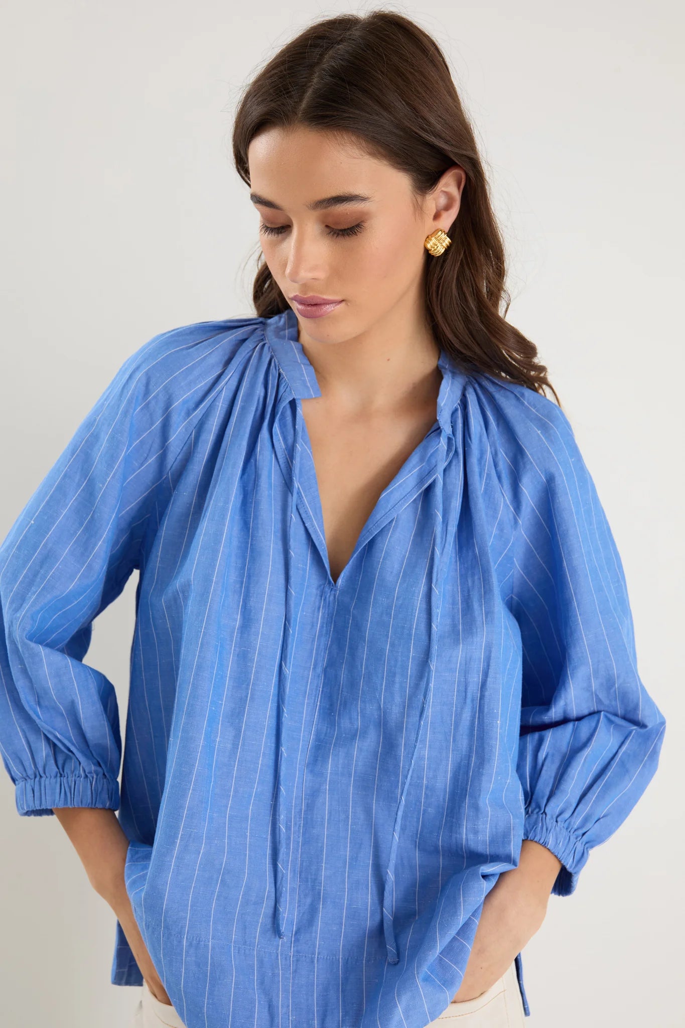 by Rosa Compliment French Blue Blouson Mid Sleeve Top