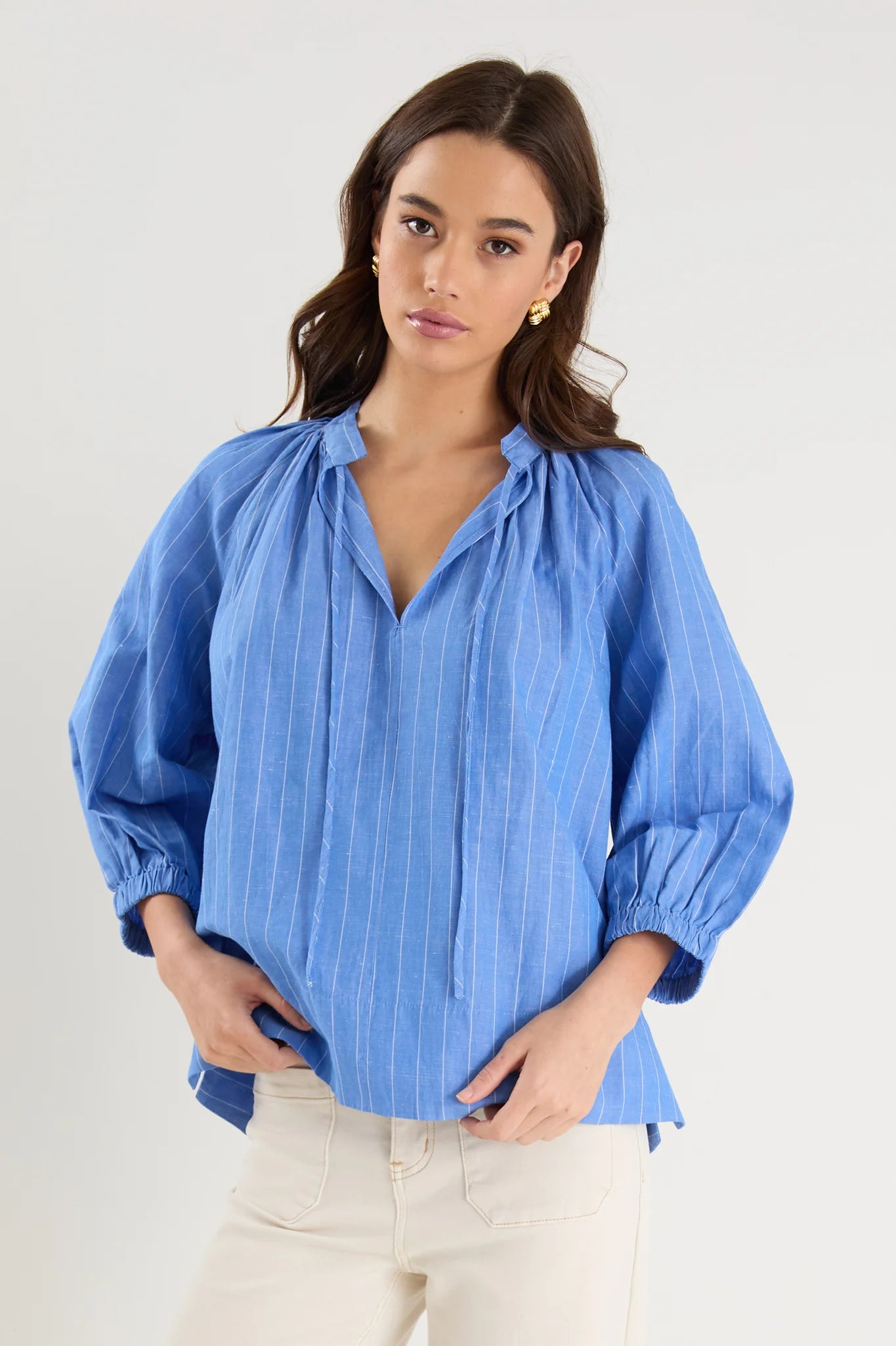 by Rosa Compliment French Blue Blouson Mid Sleeve Top
