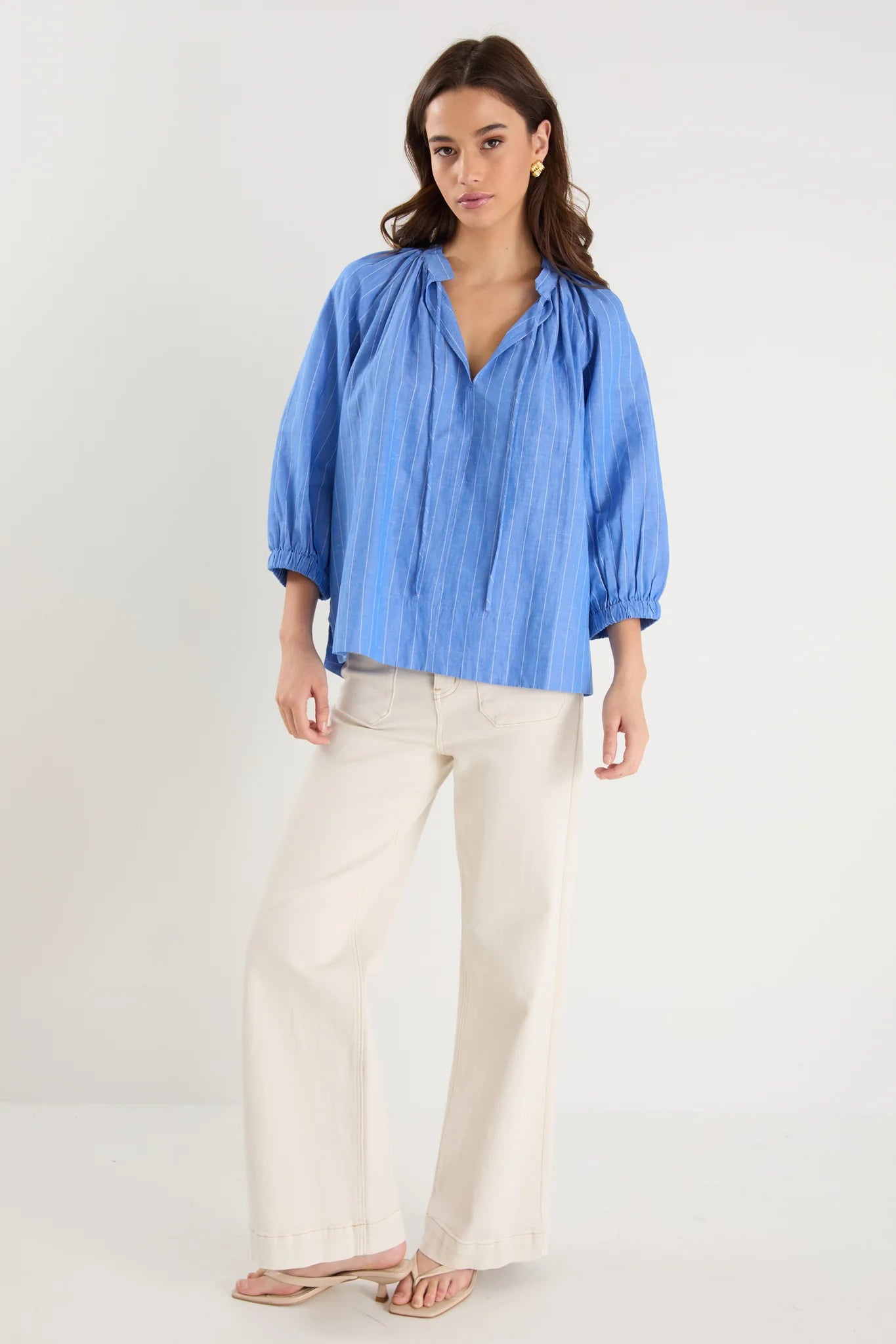 by Rosa Compliment French Blue Blouson Mid Sleeve Top