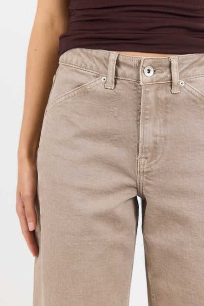 Stories Be Told Idolise Taupe Stretch Soft Barrel Jean