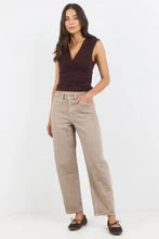 Stories Be Told Idolise Taupe Stretch Soft Barrel Jean