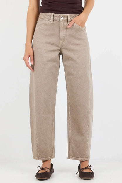 Stories Be Told Idolise Taupe Stretch Soft Barrel Jean