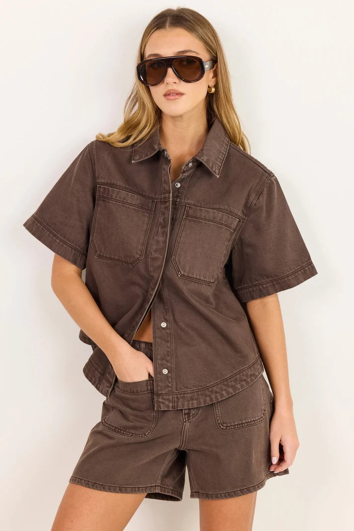 Stories Be Told Significant Mocha Pocket Front Shorts