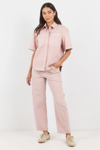 Stories Be Told Idolise Pale Pink Stretch Soft Barrel Jean